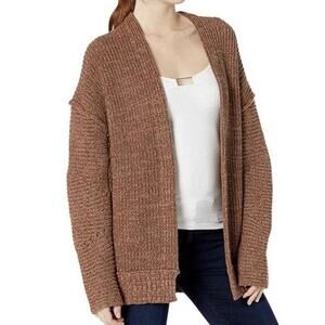 Free People High Hopes Oversized Chunky Knit Cardigan Sweater Brown Women Medium